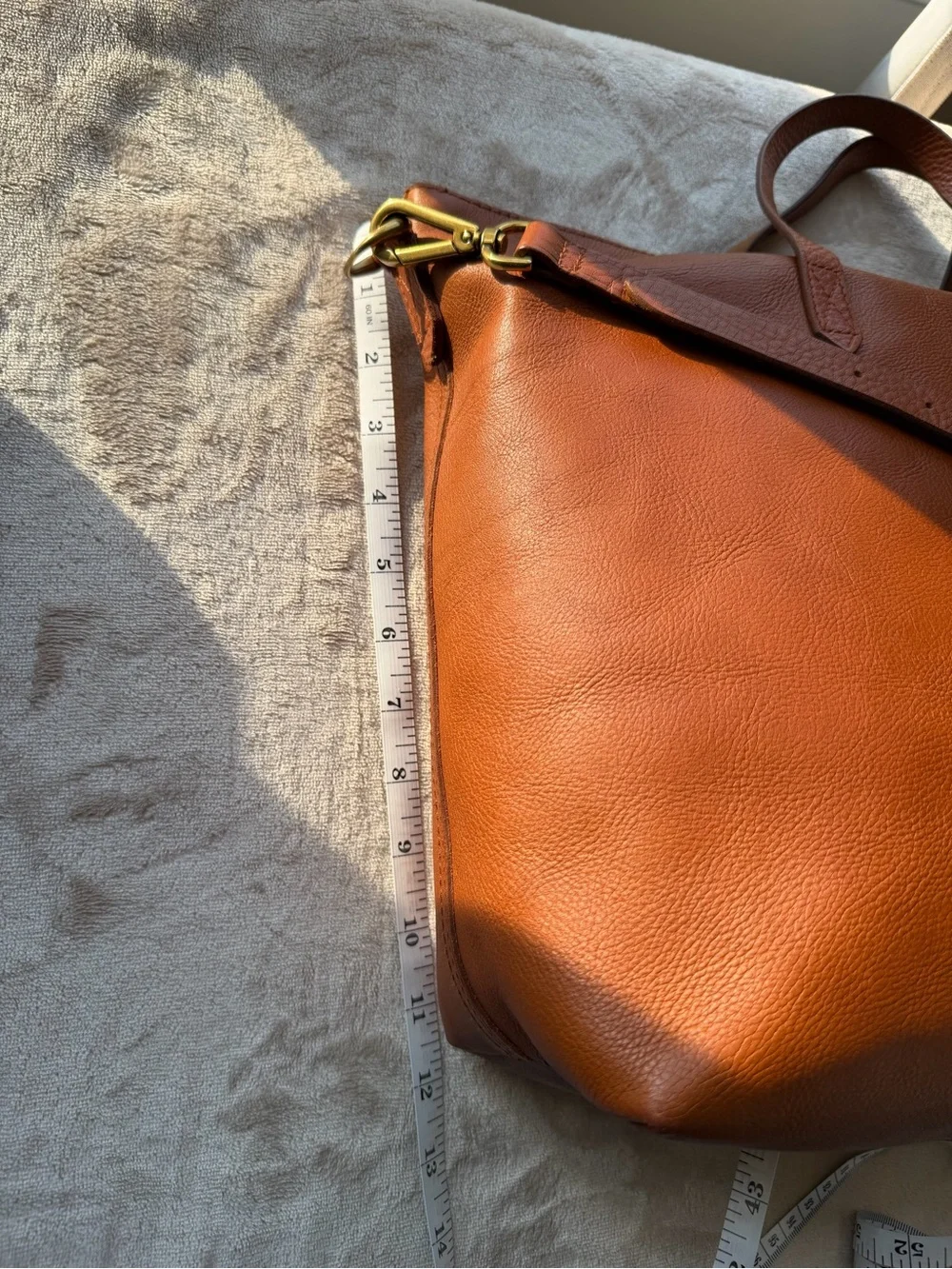 Madewell The Transport Satchel English Saddle Pebbled Leather Crossbody Bag